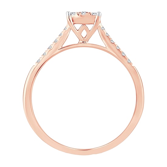 Womens 1/3 CT. T.W. Natural White Diamond 10K Rose Gold Cushion Engagement Ring
