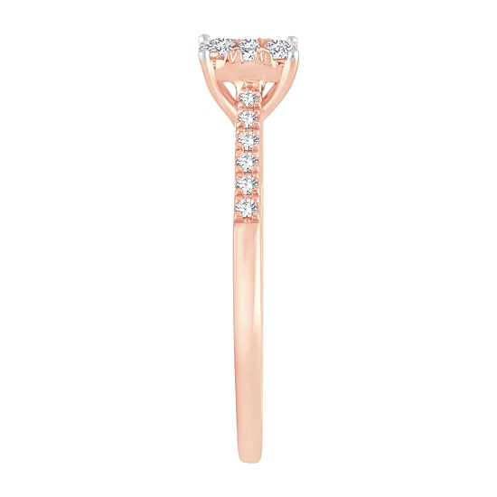Womens 1/3 CT. T.W. Natural White Diamond 10K Rose Gold Cushion Engagement Ring