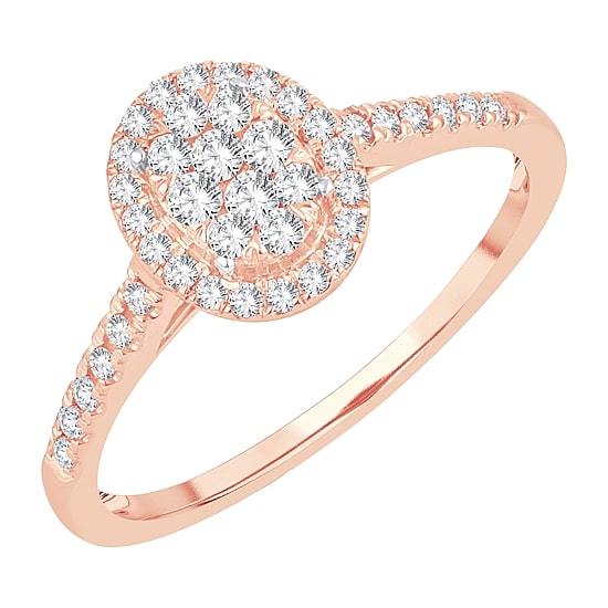 Womens 1/3 CT. T.W. Natural White Diamond 10K Gold Oval Engagement Ring