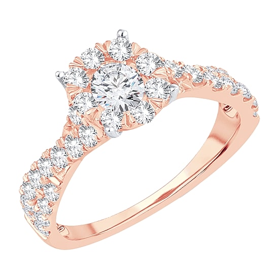 Womens 1 CT. T.W. Natural Diamond 14K Gold Round Engagement Ring