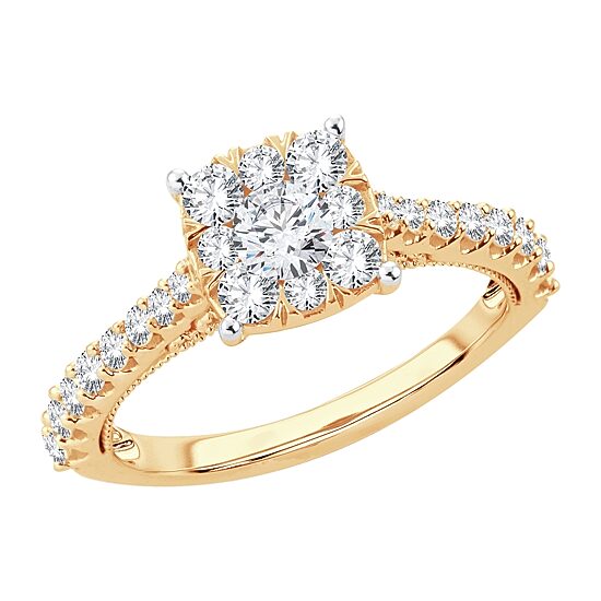 Womens 1 CT. T.W. Natural White Diamond 14K Gold Cushion Engagement Ring