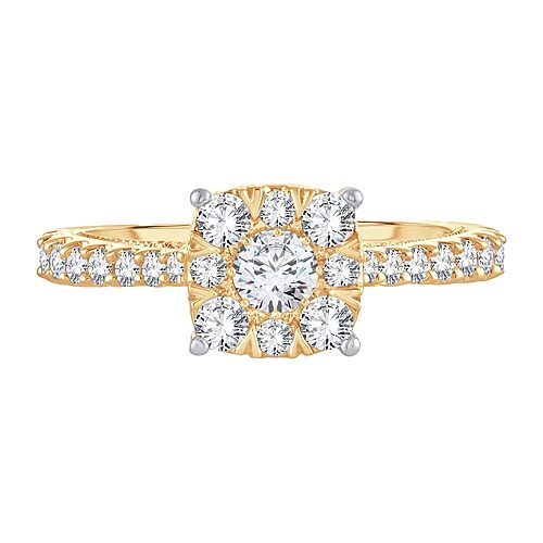 Modern Bride Womens 1 Ct. T.w. Natural White Diamond 14k Gold Cushion Engagement Ring In Yellow