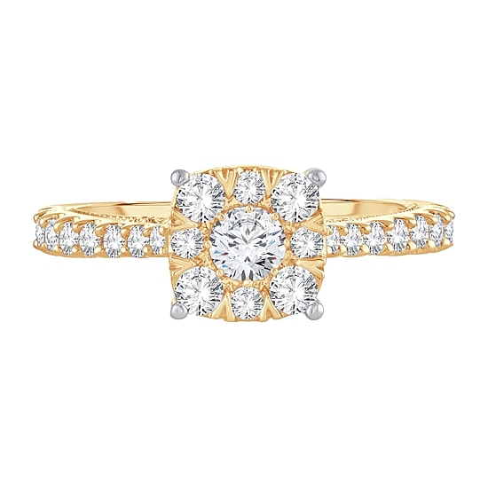 Womens 1 CT. T.W. Natural White Diamond 14K Gold Cushion Engagement Ring
