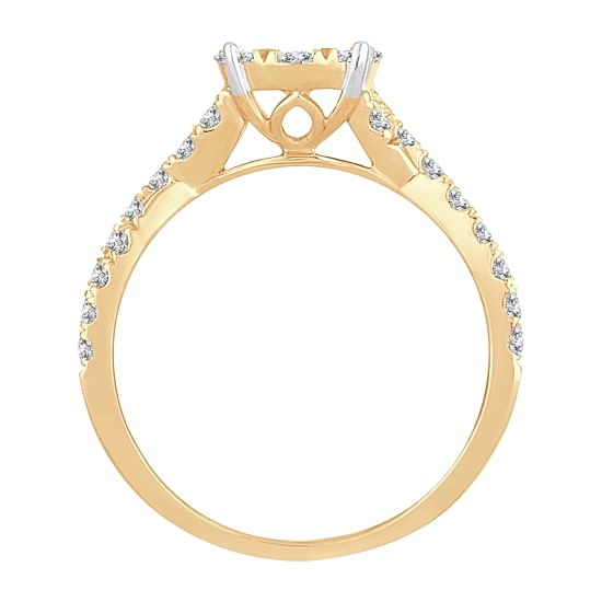 Womens 1 CT. T.W. Natural White Diamond 14K Gold Round Engagement Ring