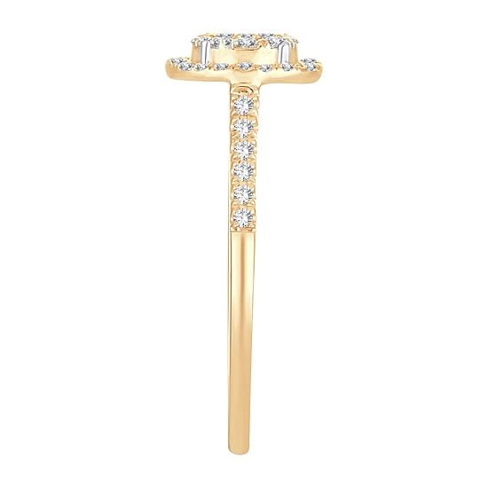 Womens 1/3 CT. T.W. Natural White Diamond 10K Gold Oval Side Stone Halo Engagement Ring