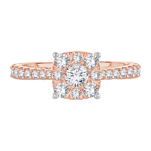 Modern Bride Womens 1 Ct. T.w. Natural White Diamond 14k Gold Cushion Engagement Ring In Pink