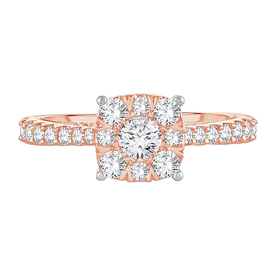 Womens 1 CT. T.W. Natural White Diamond 14K Rose Gold Cushion Engagement Ring