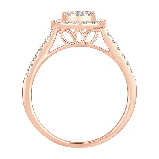 Womens 1/2 CT. T.W. Natural White Diamond 14K Rose Gold Round Engagement Ring