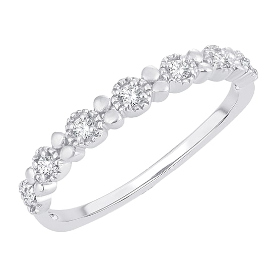Womens 1/10 CT. T.W. Natural White Diamond 10K Gold Wedding Band