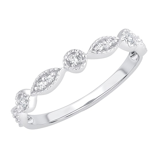 Womens 1/10 CT. T.W. Natural White Diamond 10K Gold Wedding Band