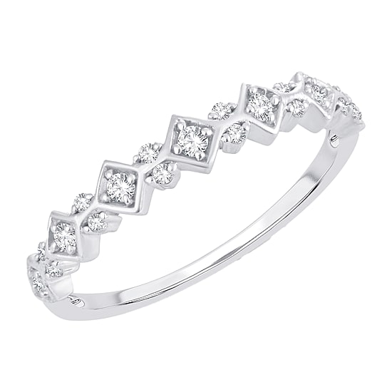Womens 1/6 CT. T.W. Natural White Diamond 10K Gold Wedding Band
