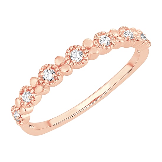 Womens 1/10 CT. T.W. Natural White Diamond 10K Gold Wedding Band