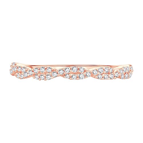 Modern Bride Womens 1/6 Ct. T.w. Natural White Diamond 10k Gold Wedding Band In Pink
