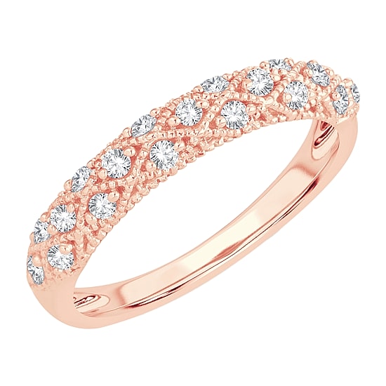 Womens 1/4 CT. T.W. Natural White Diamond 10K Gold Anniversary Wedding Band
