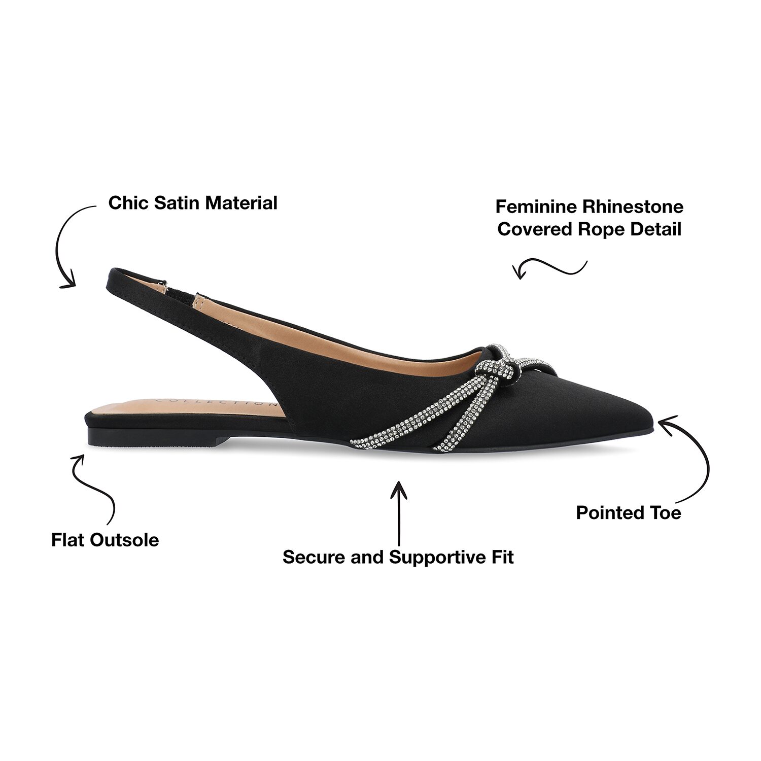 Journee Collection Rebbel Womens Pointed Closed Toe Ballet Flats