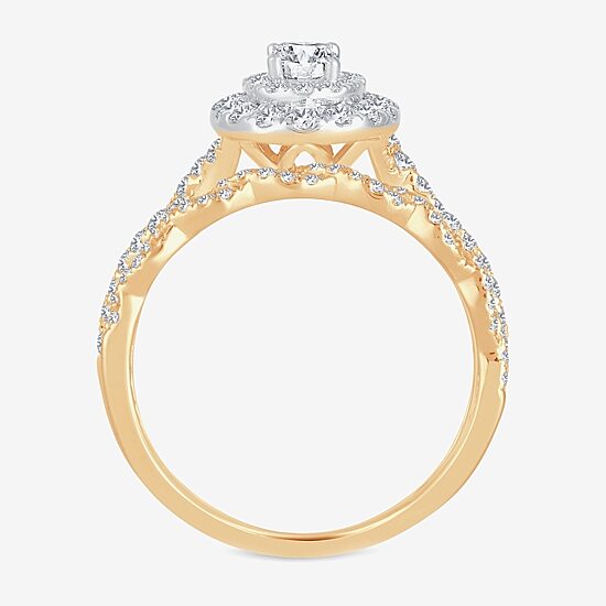 Womens 1 CT.T.W. Natural Diamond 10K or 14K Gold Oval Halo Bridal Set