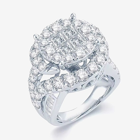 5 CT.T.W. Natural Diamond 14K White Gold Engagement Ring