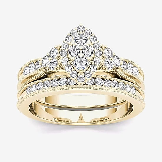 1/2 CT.T.W. Natural Diamond 10K Yellow Gold Bridal Ring Set