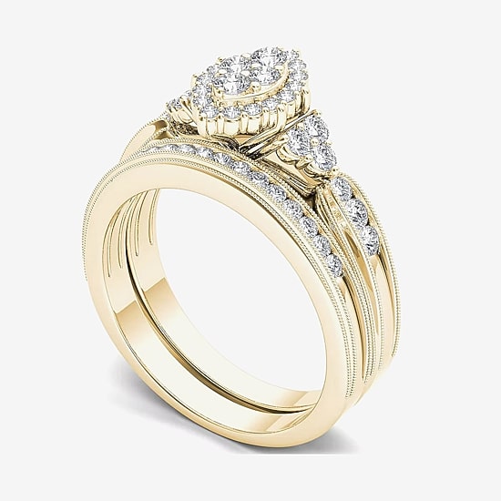 1/2 CT.T.W. Natural Diamond 10K Yellow Gold Bridal Ring Set