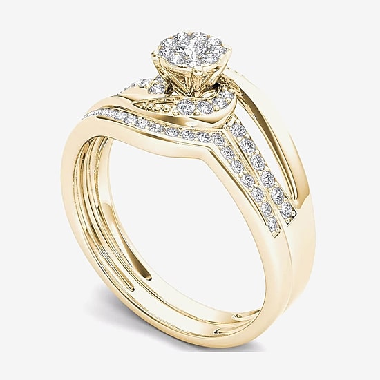 1/3 CT.T.W. Natural Diamond 10K Yellow Gold Bridal Set
