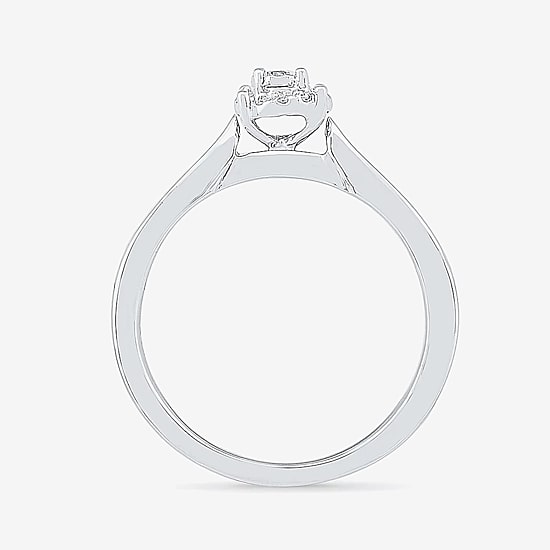 Promise My Love Womens Diamond Accent Natural White Diamond Sterling Silver Round Side Stone Halo Promise Ring