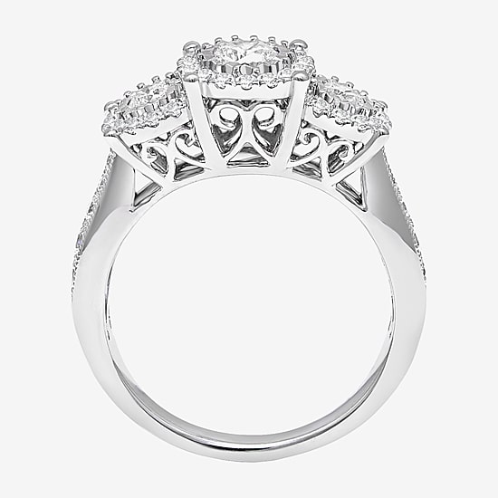 (I / SI2) Love Lives Forever Womens 1 CT. T.W. Lab Grown White Diamond 10K or 14K White Gold Round 3-Stone Engagement Ring