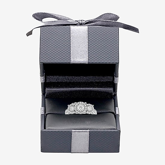 (I / SI2) Love Lives Forever Womens 1 CT. T.W. Lab Grown White Diamond 10K or 14K White Gold Round 3-Stone Engagement Ring