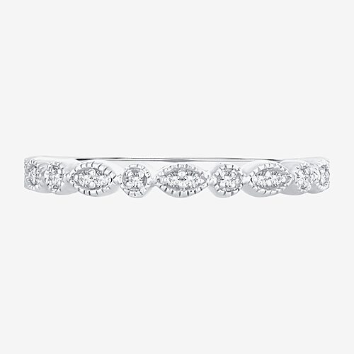Womens Diamond Accent Natural White Diamond 10K Gold Wedding Band, 8, White