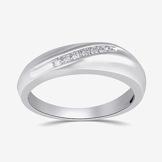 Womens 5.5MM Diamond Accent Natural White Diamond Sterling Silver Wedding Band