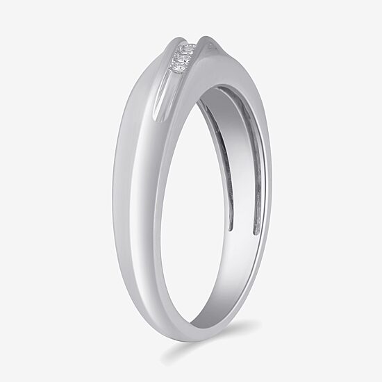 Womens 5.5MM Diamond Accent Natural White Diamond Sterling Silver Wedding Band