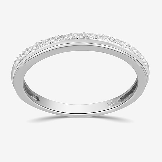 Womens 5.5MM Diamond Accent Natural White Diamond Sterling Silver Wedding Band
