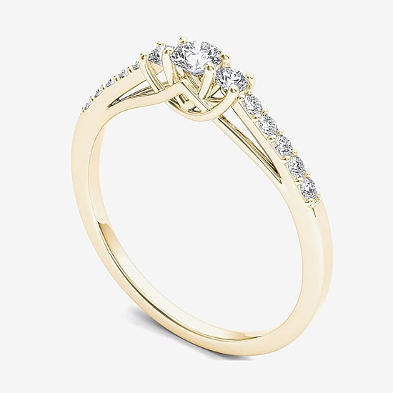 1/3 CT.T.W. Natural Diamond 10K Yellow Gold 3-Stone Engagement Ring