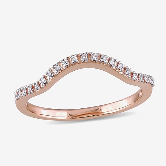 Womens Diamond Accent Natural White Diamond 10K Gold Curved Wedding Band