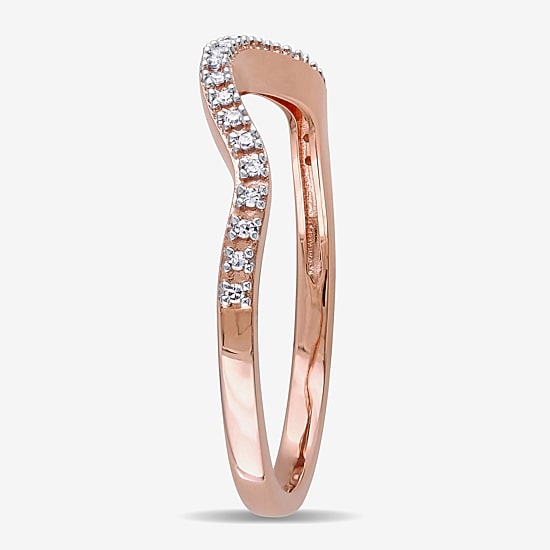 Womens Diamond Accent Natural White Diamond 10K Gold Curved Wedding Band
