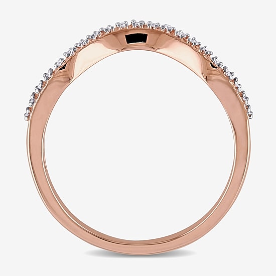 Womens Diamond Accent Natural White Diamond 10K Gold Curved Wedding Band