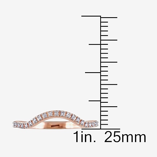 Womens Diamond Accent Natural White Diamond 10K Gold Curved Wedding Band