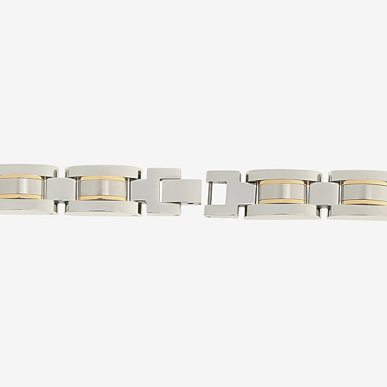 Mens Stainless Steel with Gold-Tone IP Link Bracelet