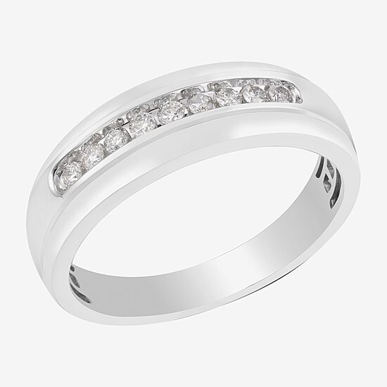 Mens 7MM 1/4 CT. T.W. Natural White Diamond 10K Gold Wedding Band