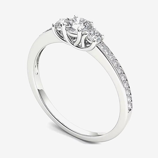 1/2 CT.T.W. Natural Diamond 14K White Gold 3-Stone Engagement Ring