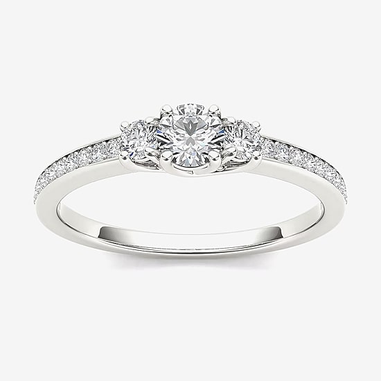 1/2 CT.T.W. Natural Diamond 14K White Gold 3-Stone Engagement Ring
