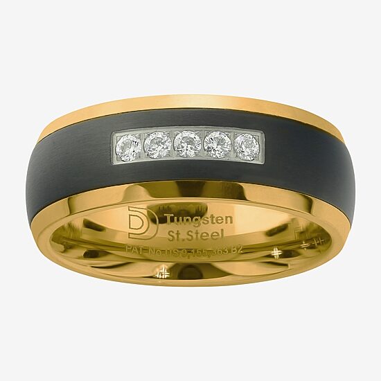 Mens 8MM 1/7 CT. T.W. Natural White Diamond Tungsten Wedding Band