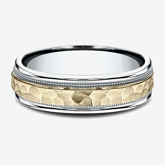 Hammered Mens 6MM 10K Gold Wedding Band