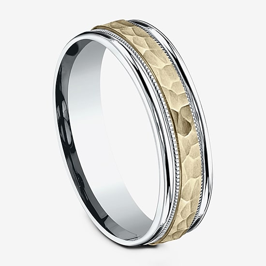 Hammered Mens 6MM 10K Gold Wedding Band