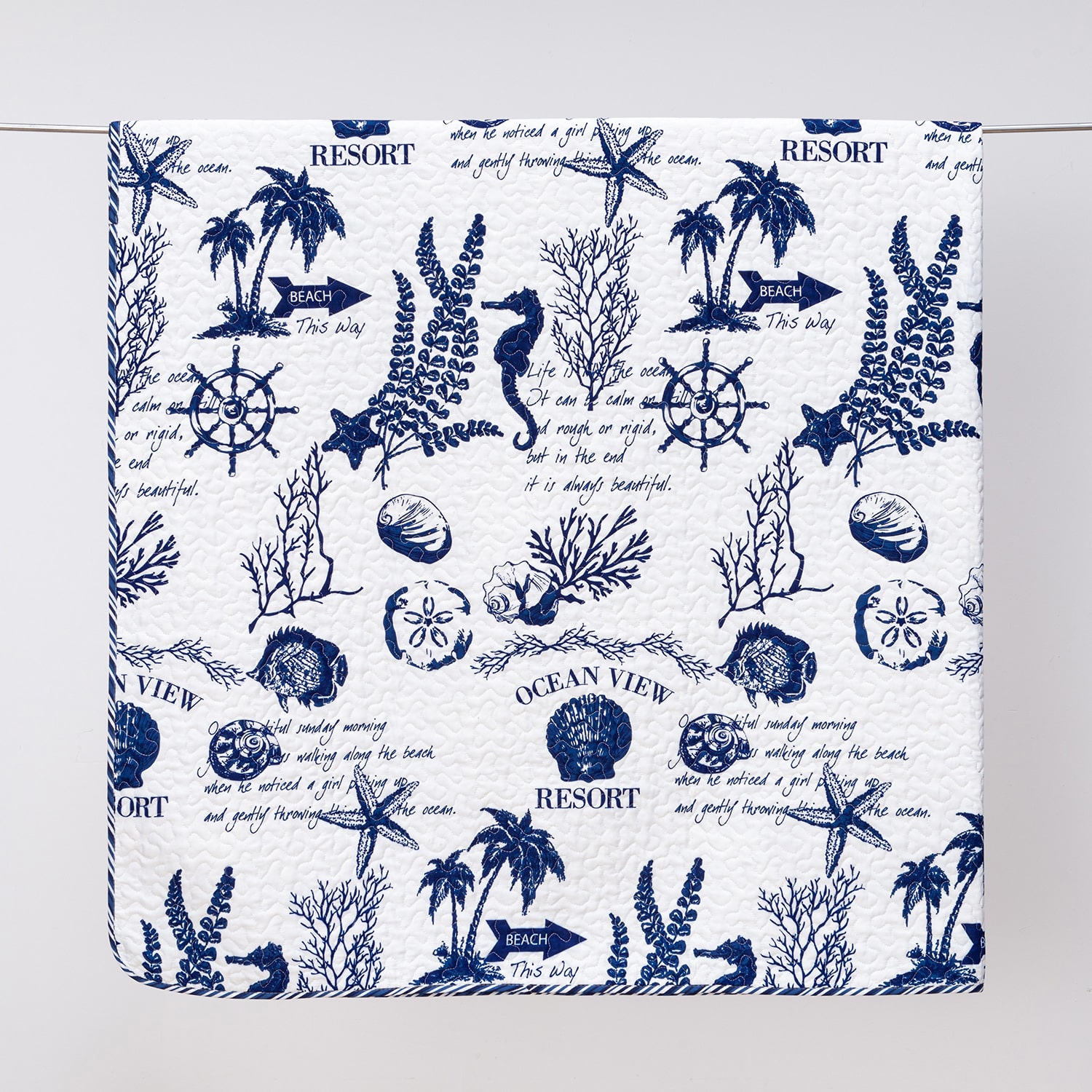 Linery Nautical Pattern REVERSIBLE Quilt Set