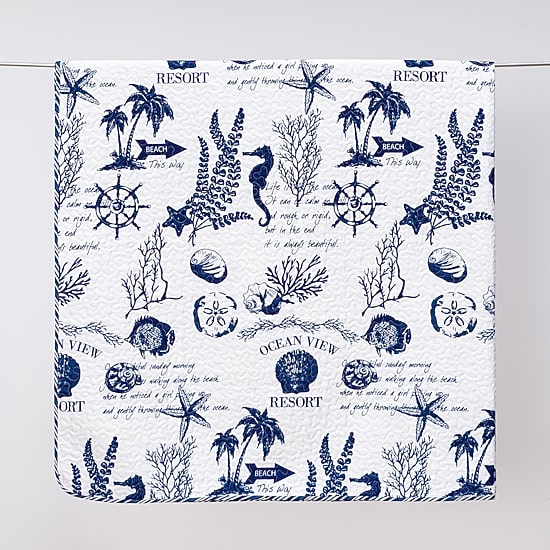 Linery Nautical Pattern REVERSIBLE Quilt Set