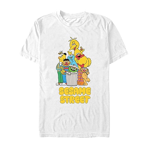 Mens Short Sleeve Sesame Street Graphic T-Shirt, Large, White