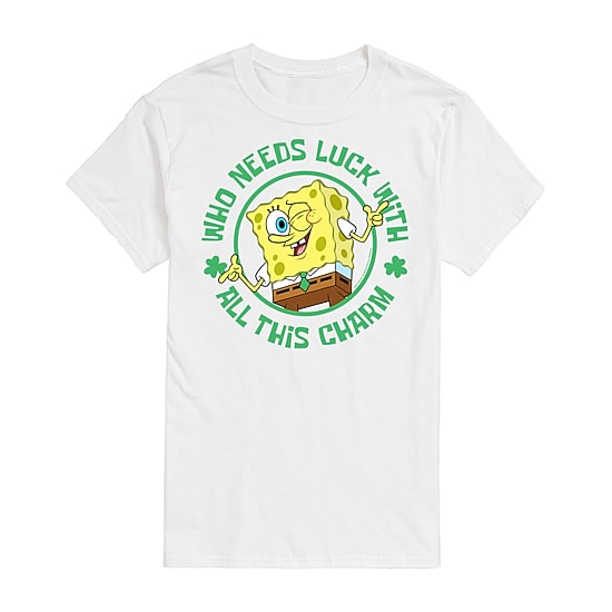 Mens Short Sleeve St. Patrick's Day Spongebob Graphic T-Shirt