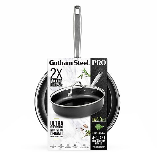 Gotham Steel Pro Ultra Ceramic 2x 4-Qt. Non-Stick Deep Saute Pan with Lid