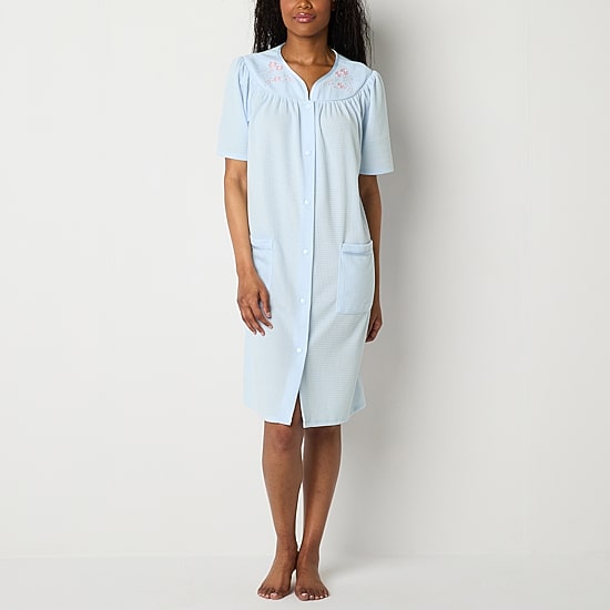 Adonna Womens Waffle Short Sleeve Long Length Robe
