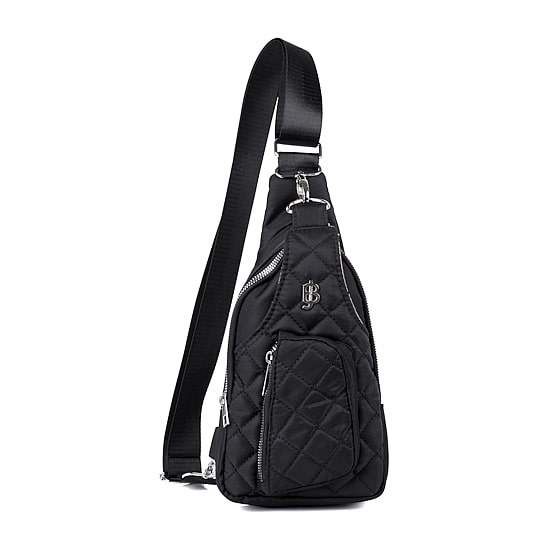 Julia Buxton Nylon Quilted Sling Womens Adjustable Straps Backpack